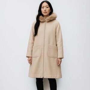 Vintage 80’s Wool Hooded Parka With Fur Trim | Size L / XL